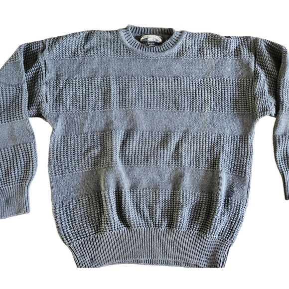 Vintage 90's Thorton Bay Blue Cotton Sweater sz M Navy Men's Fall Winter - Picture 3 of 7